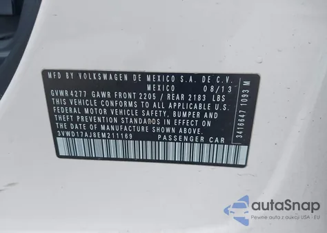 2014 Volkswagen Jetta 1.8T Se from USA, damaged, VIN 3VWD17AJ8EM211169